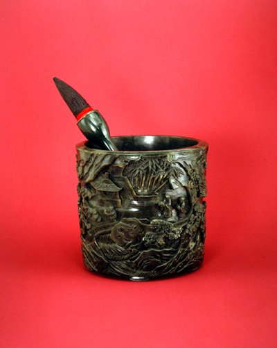 Scholars brush holder and brush, Qianlong Period by Chinese School